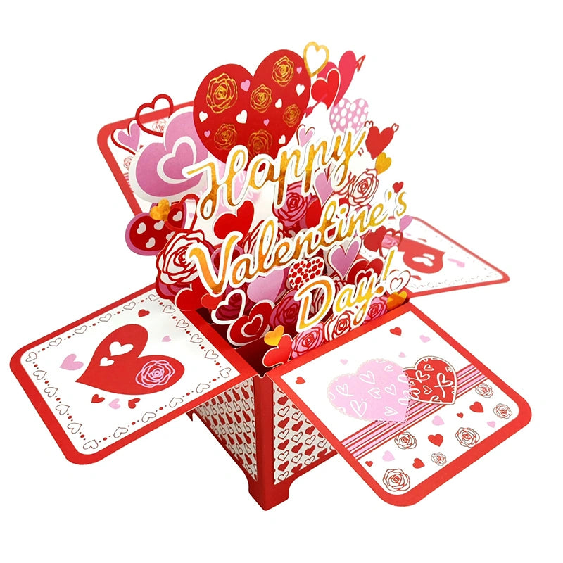 Valentine’s Day 3D Pop-Up Love Card – Romantic Anniversary Greeting Card with Envelope & Note Tag