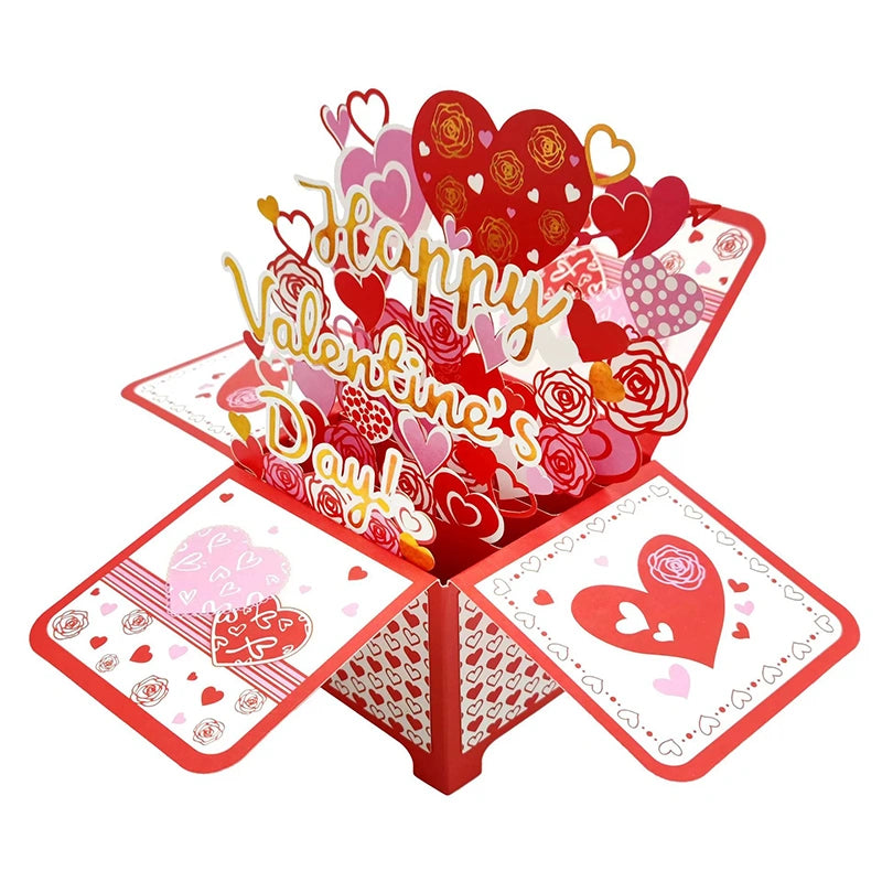 Valentine’s Day 3D Pop-Up Love Card – Romantic Anniversary Greeting Card with Envelope & Note Tag