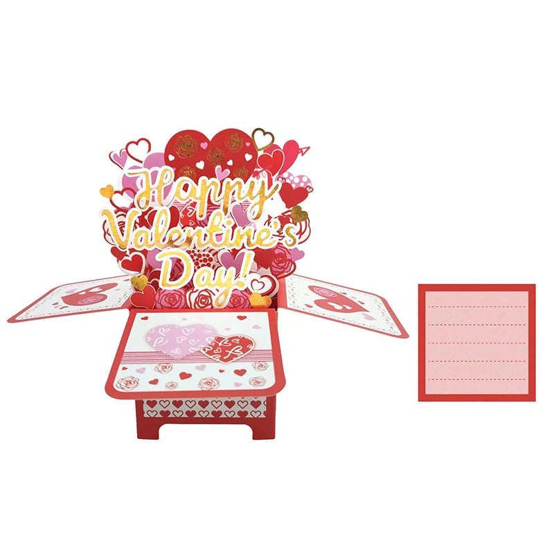 Valentine’s Day 3D Pop-Up Love Card – Romantic Anniversary Greeting Card with Envelope & Note Tag