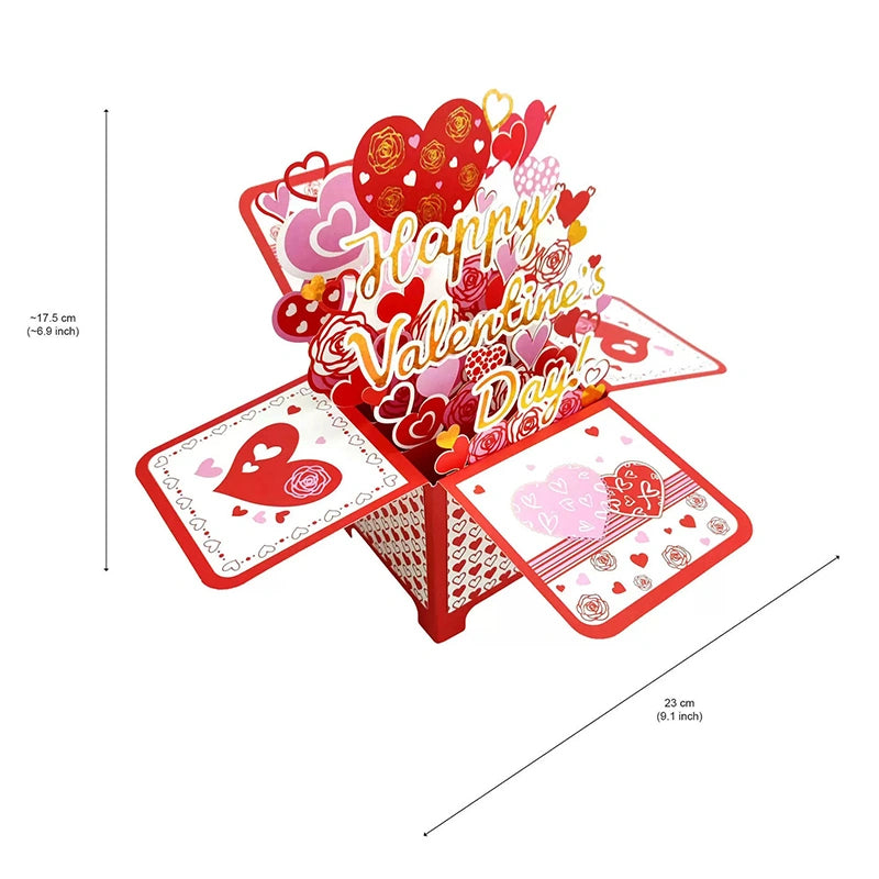 Valentine’s Day 3D Pop-Up Love Card – Romantic Anniversary Greeting Card with Envelope & Note Tag