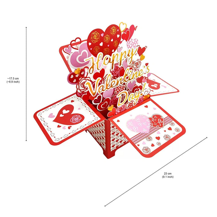 Valentine’s Day 3D Pop-Up Love Card – Romantic Anniversary Greeting Card with Envelope & Note Tag