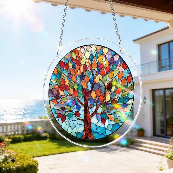 Vivid Tree of Life Acrylic Suncatcher – Radiant Nature Window Hanging Decor