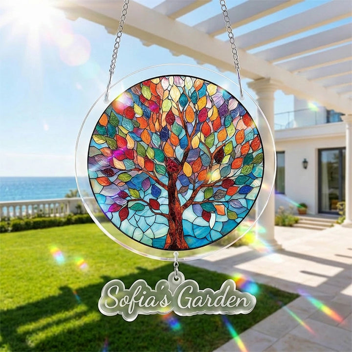Vivid Tree of Life Acrylic Suncatcher – Radiant Nature Window Hanging Decor