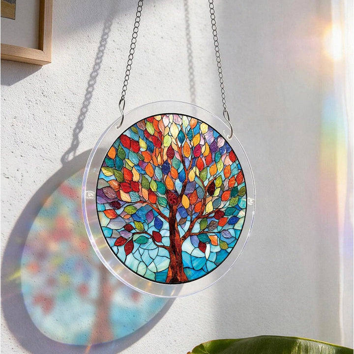 Vivid Tree of Life Acrylic Suncatcher – Radiant Nature Window Hanging Decor