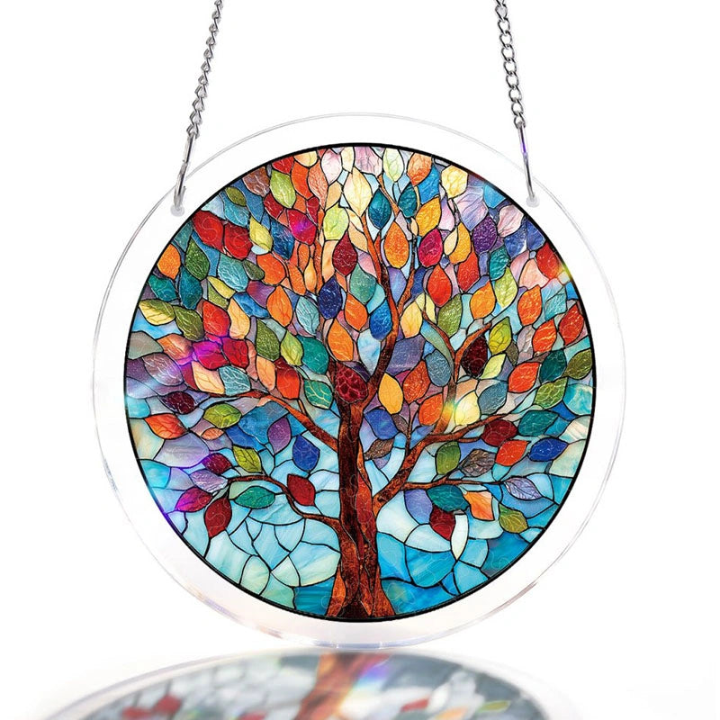 Vivid Tree of Life Acrylic Suncatcher – Radiant Nature Window Hanging Decor