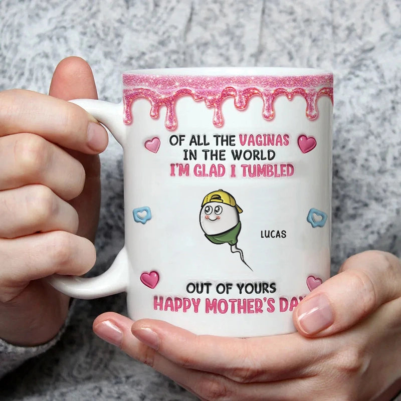 “We Are Glad You’re Our Mom” Personalized 3D Mug – Custom Photo Coffee Mug for Mom | Mother’s Day Gift from Kids & Family