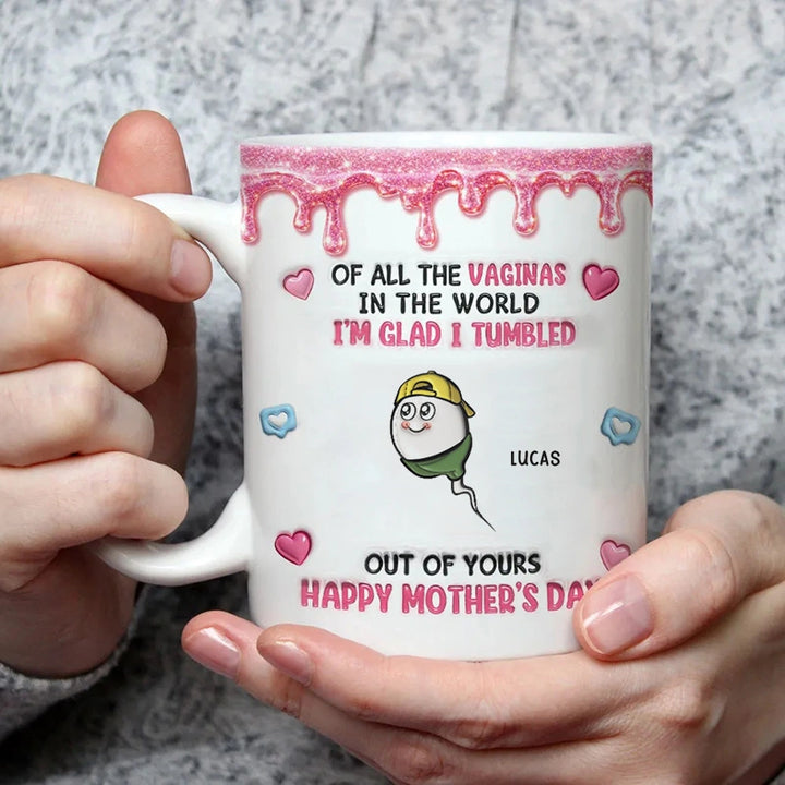 “We Are Glad You’re Our Mom” Personalized 3D Mug – Custom Photo Coffee Mug for Mom | Mother’s Day Gift from Kids & Family