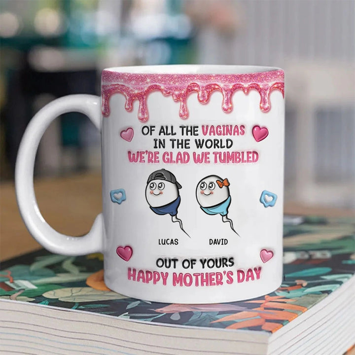 “We Are Glad You’re Our Mom” Personalized 3D Mug – Custom Photo Coffee Mug for Mom | Mother’s Day Gift from Kids & Family