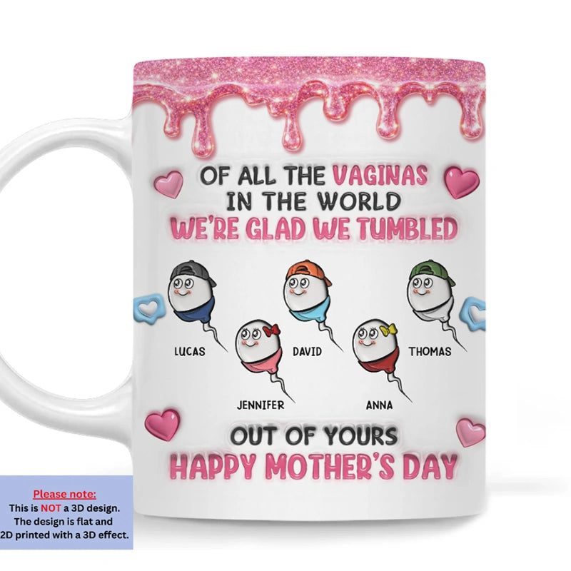 “We Are Glad You’re Our Mom” Personalized 3D Mug – Custom Photo Coffee Mug for Mom | Mother’s Day Gift from Kids & Family