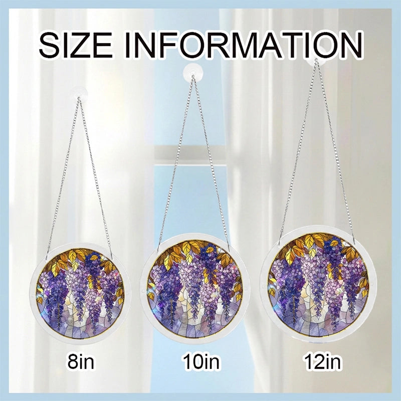 Wisteria in Glasslight Acrylic Suncatcher – Elegant Floral Window Hanging Decor