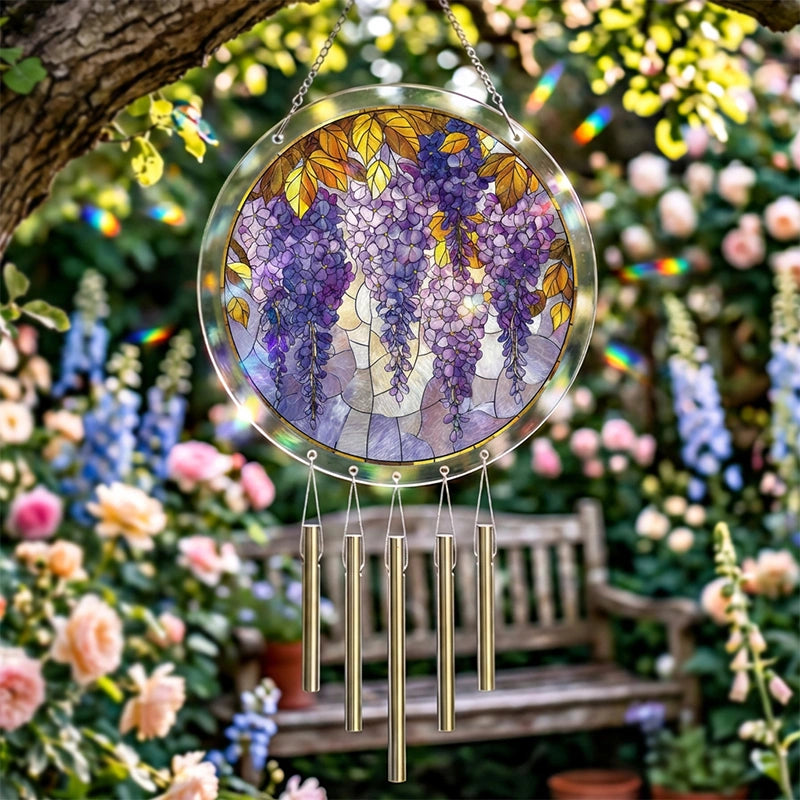 Wisteria in Glasslight Acrylic Suncatcher – Elegant Floral Window Hanging Decor