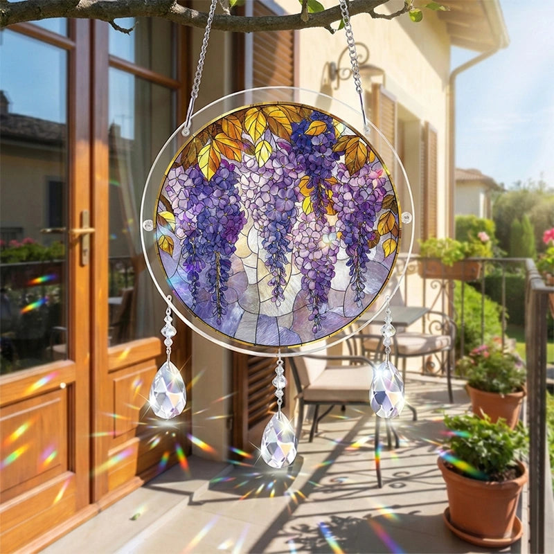 Wisteria in Glasslight Acrylic Suncatcher – Elegant Floral Window Hanging Decor