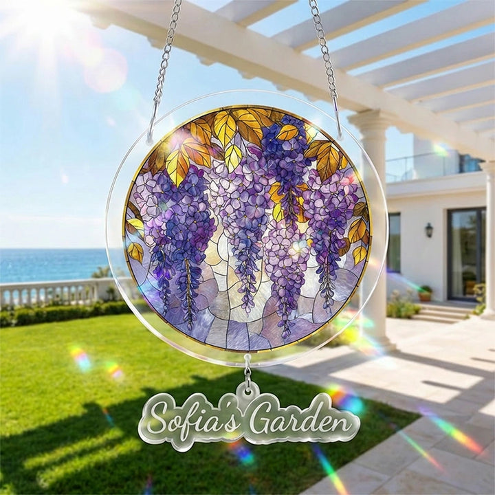 Wisteria in Glasslight Acrylic Suncatcher – Elegant Floral Window Hanging Decor