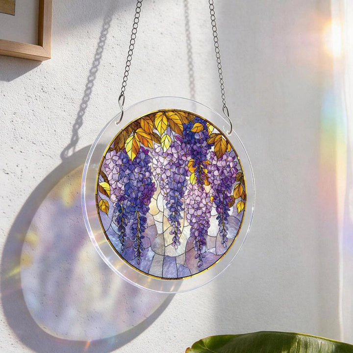 Wisteria in Glasslight Acrylic Suncatcher – Elegant Floral Window Hanging Decor