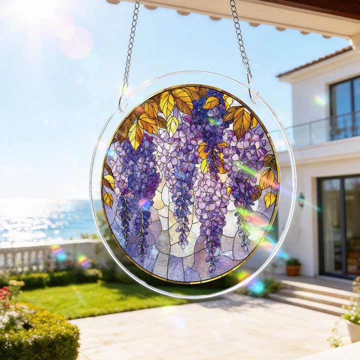 Wisteria in Glasslight Acrylic Suncatcher – Elegant Floral Window Hanging Decor