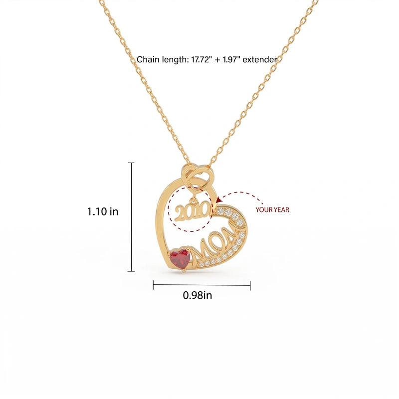 “Year of My Mom” Necklace – Personalized Mother’s Day Gift, Custom Mom Necklace, Meaningful Jewelry for Mom